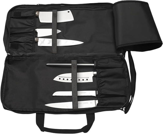 EVERPRIDE Chef Knife Bag Holds 20 Knives PLUS Large Zippered Compartment for Kitchen Tools – Durable, Large Knife Bag for Chefs – Knives Not Included