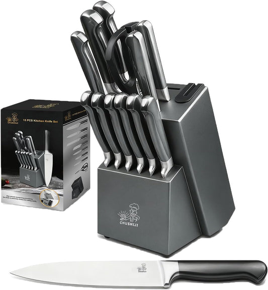 Knife Set, 6-Piece Kitchen Knife Set with Block, High Carbon Stainless Steel Ultra Sharp Kitchen Knives,Women-Friendly, Dishwasher Safe Knife Block Set,Housewarming Gift