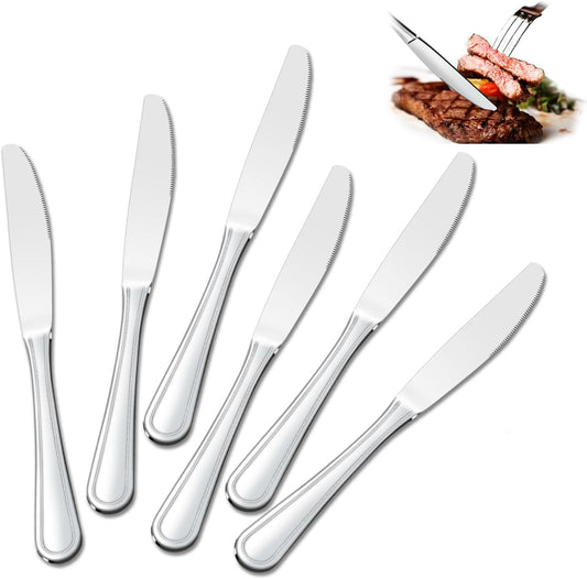 24 Pieces Knives Set - 9 Inches Dinner Knives, Butter Knife, Food Grade Stainless Steel Table Knife Set, Dishwasher Safe & Mirror Polished, Knife Silverware for Home/Restaurant/Kitchen