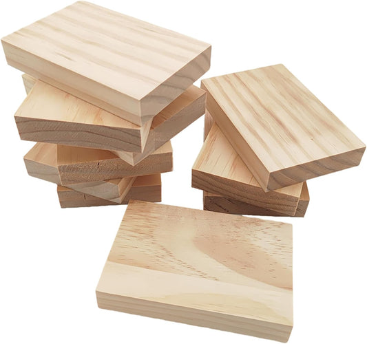 4PCS Rectangle Wood Boards Unfinished Wood Blocks for Crafting, 8x6x1in Blank Whittling Wooden Blocks for Wood Carving,Painting & Burning