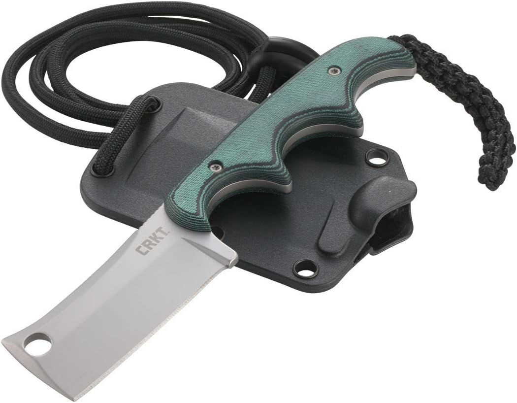CRKT Minimalist Bowie Outdoor Survival Fixed Blade Knife with Sheath: Stainless Steel Plain Edge Blade, Micarta Handle, 2387