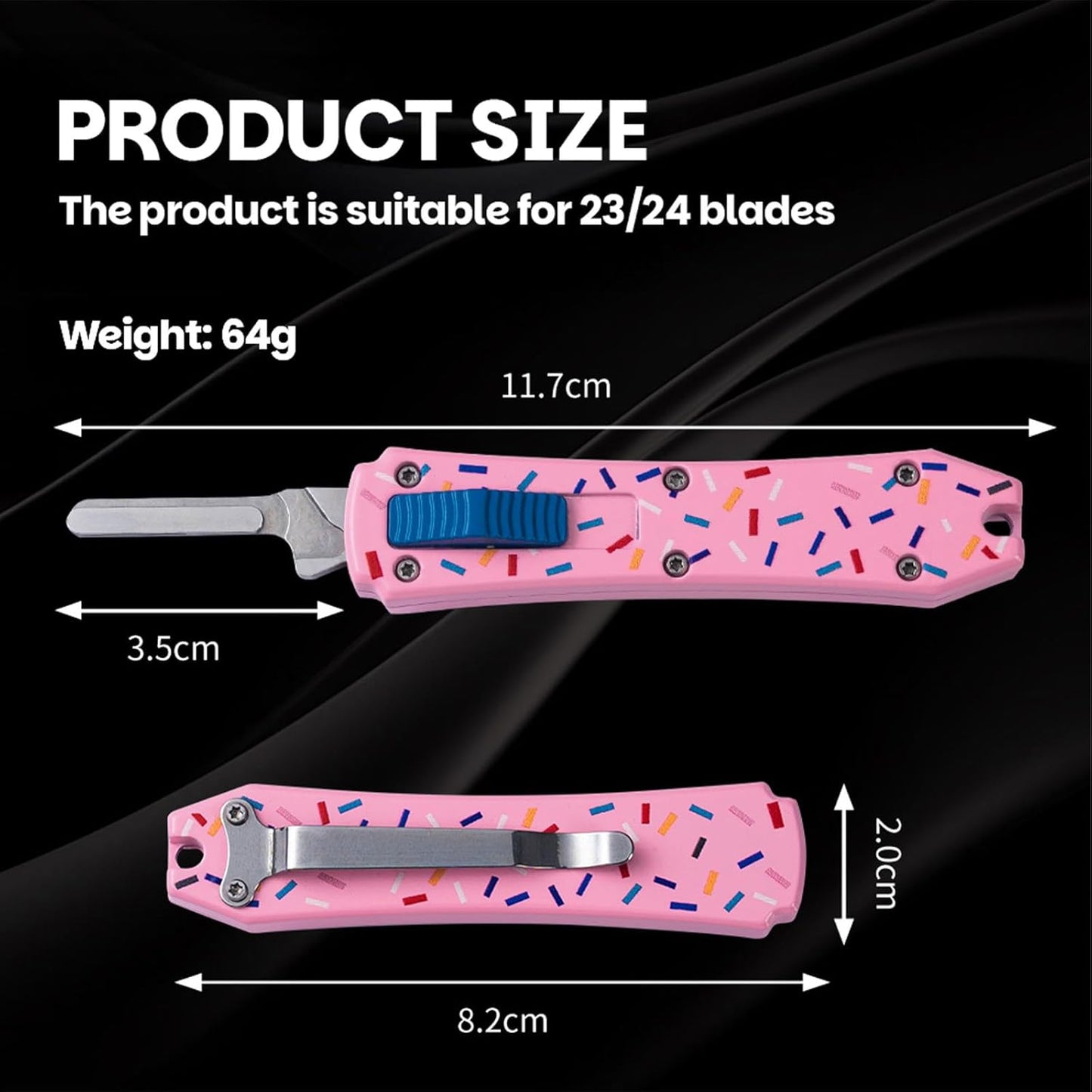 Automatic Utility Knife,All Metal Construction Carbon Stainless Steel Blade,Box Cutter Quick Change Retractable,EDC Push Button with Clip,10PCS #23 Blades Replacement,Stars&Stripes