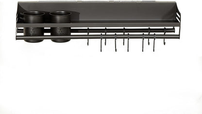 utensil hanger, wall mounted kitchen rail with hooks, waterproof hooks for kitchen utensils, easy installation without drilling (19.7 inches, Cup, 1)