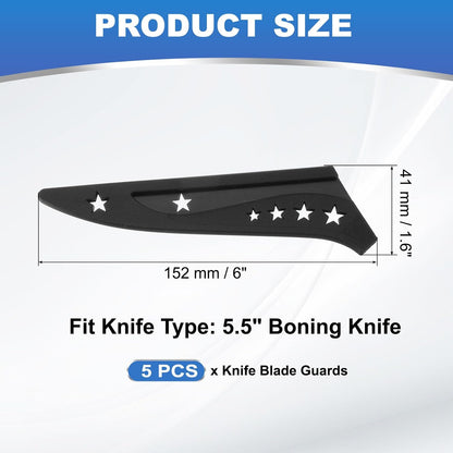 PATIKIL Plastic Safety Knife Cover Sleeves for 7" Boning Knife 7.5 x 1.9 Inch (LxW), 5 Pack Knife Blade Guard Protector Universal Kitchen Knife Sheath for Kitchen Bar, Black