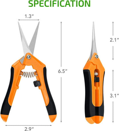 iPower 6.5 Inch Gardening Hand Pruner Pruning Shears Trimming Scissors with Straight Stainless Steel Blades for Bonsai, Herb, Bud, Hedge, 4-Pack, Yellow