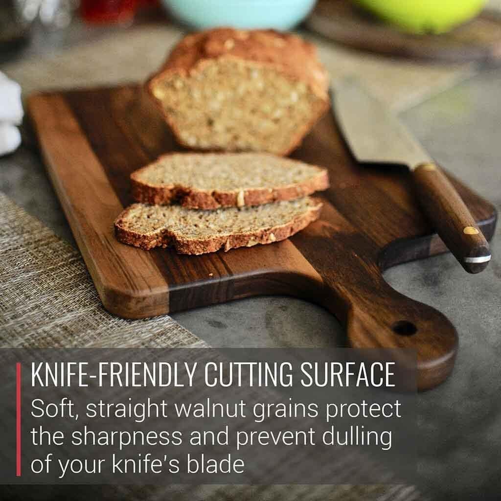 Made in USA Walnut Cutting Board by Virginia Boys Kitchens - Butcher Block made from Sustainable Hardwood (Round - 13.5)