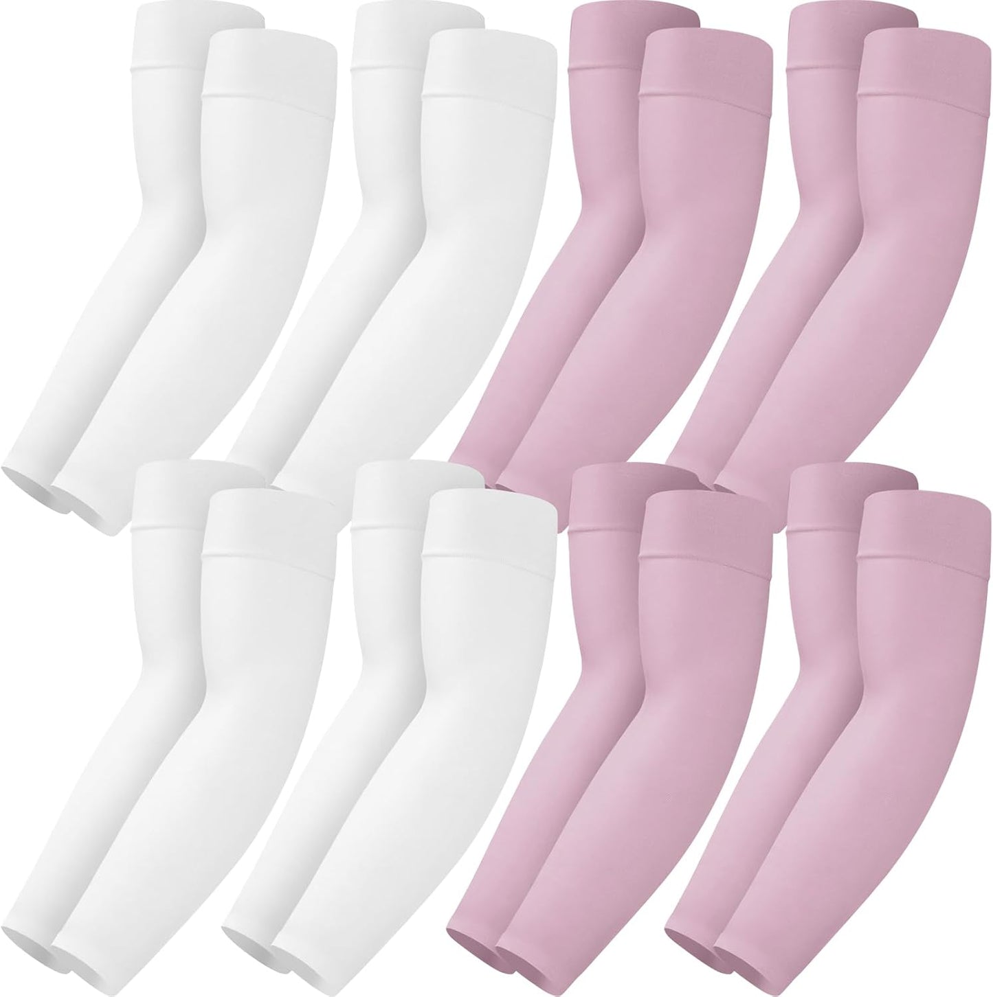 Mochabao 8 Pairs Soft Arm Sleeves, UV Sun Protection Cooling Compression Arm Covers for Outdoor Work, Sports, Men & Women