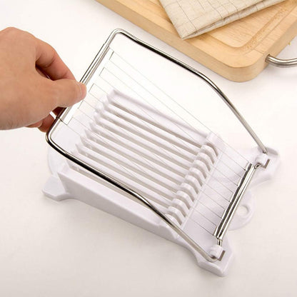 Luncheon Meat Slicer, Boiled Egg Slicer, Banana Watermelon Slicer, Stainless Steel Wire 10-Wire Slicer, Ham, Cheese, Egg, Vegetable, Fruit, Soft Food Cutting Tool (White)