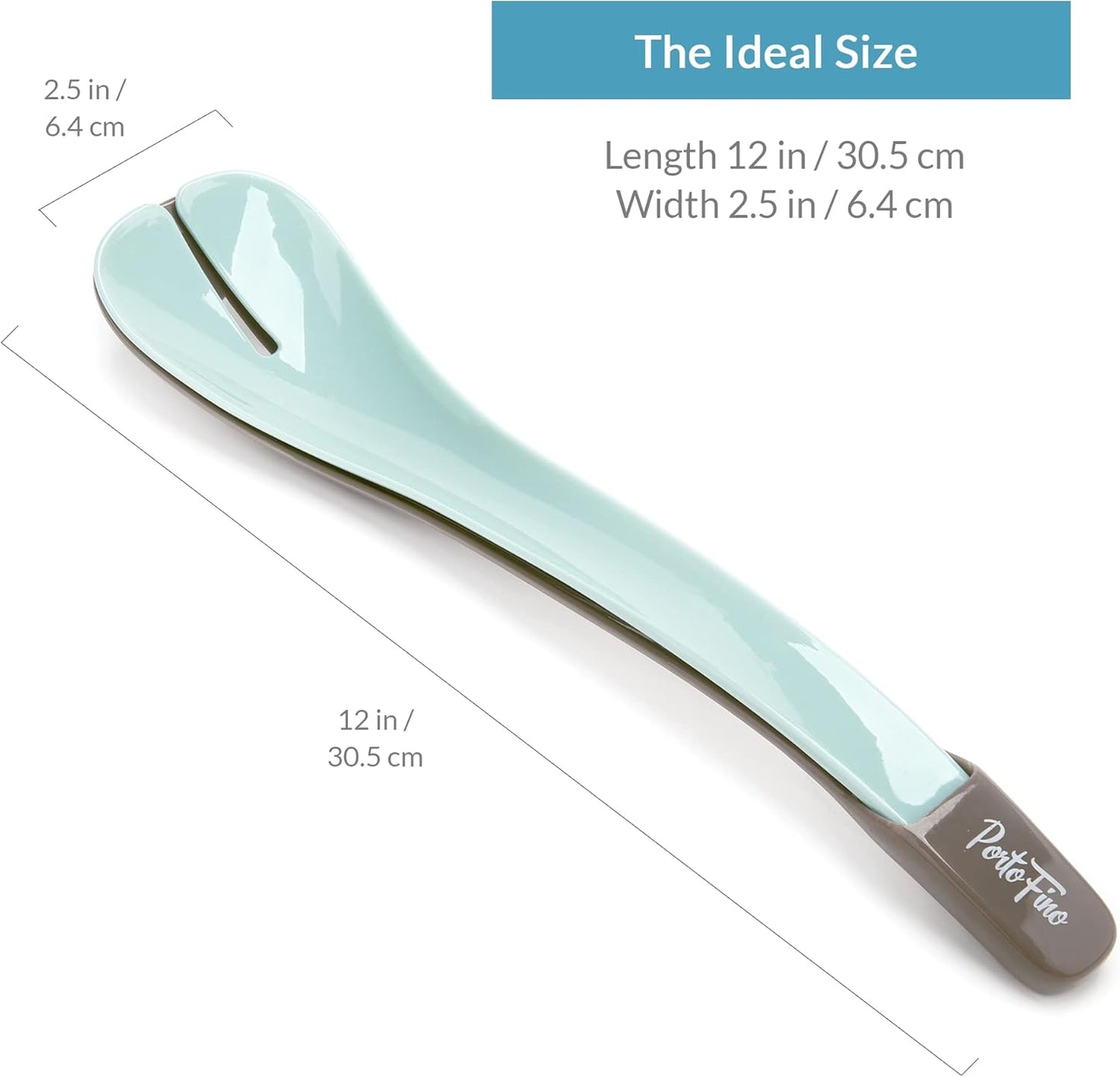 PortoFino Salad Tongs for Serving, Salad Serving Utensils, 2 in 1 Salad Tosser, Salad Serving Tools, Lightweight, Nesting Design Easy to Store, Dishwasher Safe, Plastic, Blue