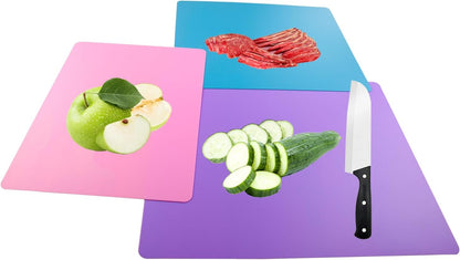 4 Pieces Flexible Cutting Board mats, Plastic Cutting Boards for Kitchen Cooking, Cutting board sheets for Meat and Vegetables, Dishwasher Safe
