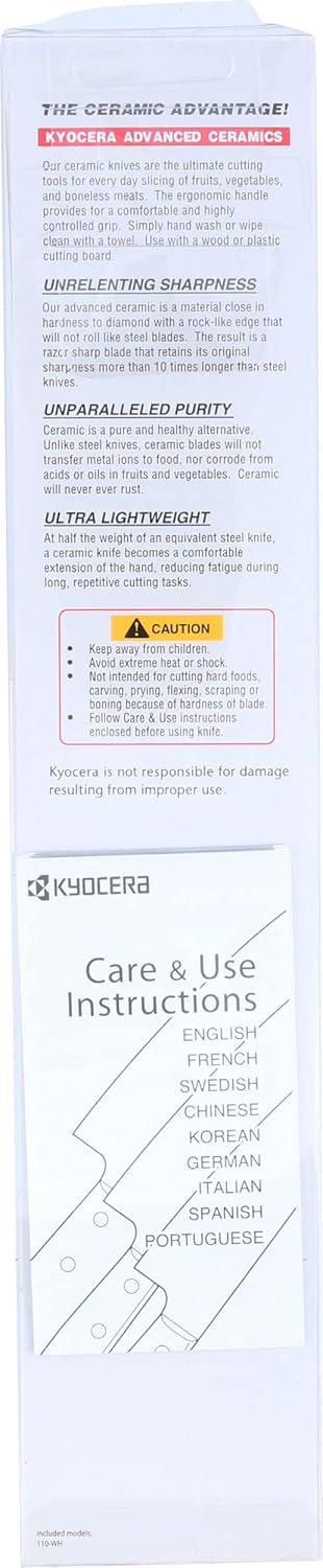 Kyocera Advanced Ceramic Revolution Series 4.5-inch Utility Knife, Red Handle, White Blade