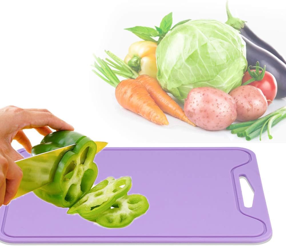 Silicone Cutting Board Set of 3 Flexible Chopping Mats with Juice Groove Non Slip Handle BPA Free Dishwasher Safe Food Grade Heat Resistant Kitchen Mat
