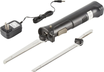 Restaurantware-Kitchen Tek Electric Knife Set, 1 Electric Knife With Motorized Handle - Includes 1 Bread and 1 Carving Tool, 1 Case, Black Plastic Food Cutter With Stainless Steel Blades