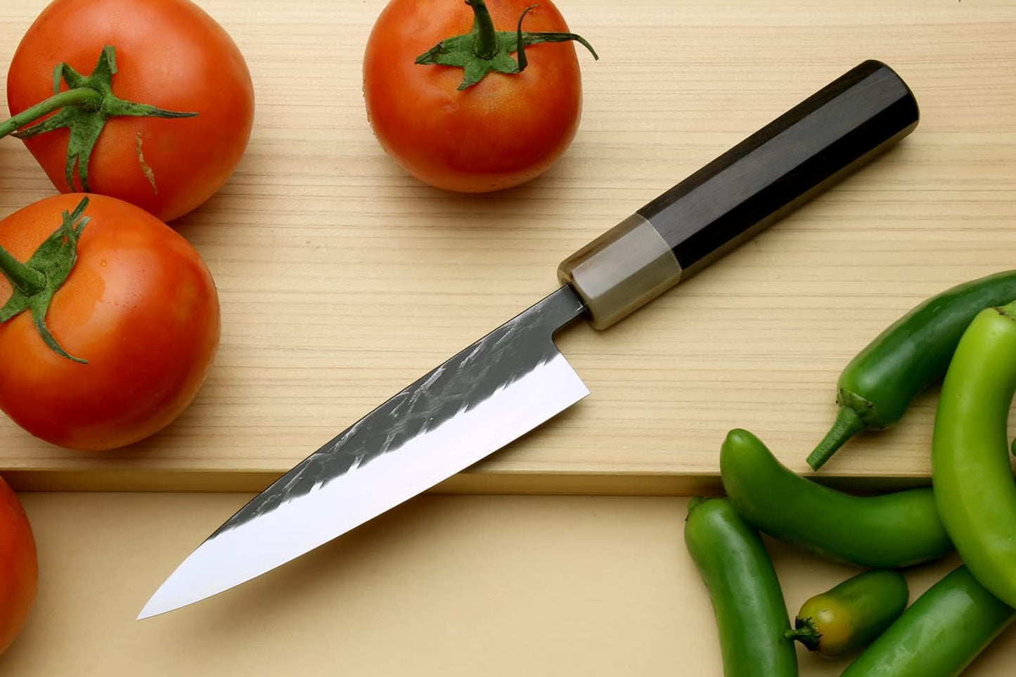 Yoshihiro High Performance SLD Kurouchi Petty Utility Knife Ebony Handle with Saya Cover (5.3"(135mm) & Saya)
