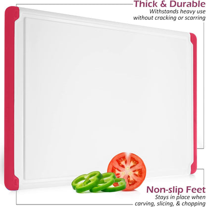 Extra Large Plastic Cutting Board for Kitchen - 18 Inch Dishwasher Safe Cutting Board, Reversible Chopping Board with Juice Groove + Non Slip Feet for Meat, Fruit, Vegetables, Meal Prep by Belwares