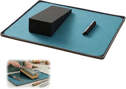 No-Mess Knife Sharpening Kit - Leak-Proof Silicone Tray & Absorbent Diatomite Mat with 15 Angled Whetstone Holder & Angle Guide | All-in-One Sharpening System
