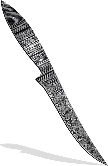 Custom Hand Forged Damascus Steel Blank Blade Fillet Knife Fisherman's Filet Fishing Knife Blade Damascus Blade Billet Handmade Knife Making Supply (FB-07)