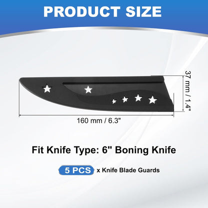 PATIKIL Plastic Safety Knife Cover Sleeves for 7" Boning Knife 7.5 x 1.9 Inch (LxW), 5 Pack Knife Blade Guard Protector Universal Kitchen Knife Sheath for Kitchen Bar, Black