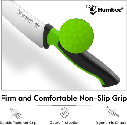 7.5-Inch Nakiri Knife, High Carbon Stainless Steel Hollow Grind Blade, Razor Sharp Edge, Ergonomic Non-Slip Handle, Cleaver Style, DT-50 Series, Orange