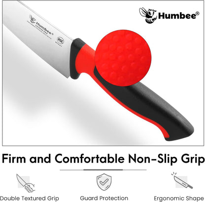 7.5-Inch Nakiri Knife, High Carbon Stainless Steel Hollow Grind Blade, Razor Sharp Edge, Ergonomic Non-Slip Handle, Cleaver Style, DT-50 Series, Orange