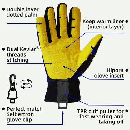 Seibertron High-Vis Series Cut Resistant Reducing Anti-Impact Mechanics Heavy Duty Safety Rescue Oil and Gas Gloves
