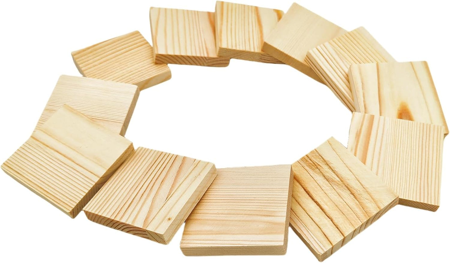 6PCS Unfinished Wood Square Blocks for Crafts, 6x6x1in Blank Wooden Squares Pine Wood Boards for Carving,DIY Wood Coasters,Painting & Burning