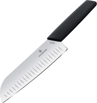 VICTORINOX 2 Piece Santoku and Bread Knife Set, Black, Light & Sharp for Various Foods, Dishwasher Safe, Swiss Madan, Gift Box, 6.9093.22G