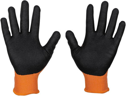 Klein Tools 60581 Work Gloves, Knit Dipped Cut Resistant ANSI A1 Nitrile Coated Gloves, Nylon-Spandex, Touchscreen Capable, Large, 2-Pair