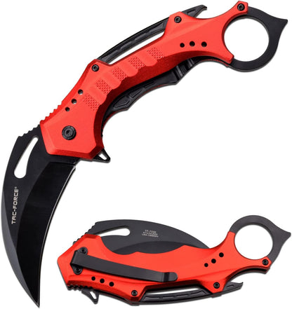 Tac-Force Folding Pocket Knife, 3.25-inch Serrated Blade, Orange Aluminum Handle, 7.75-inch Overall Length TF-705EM
