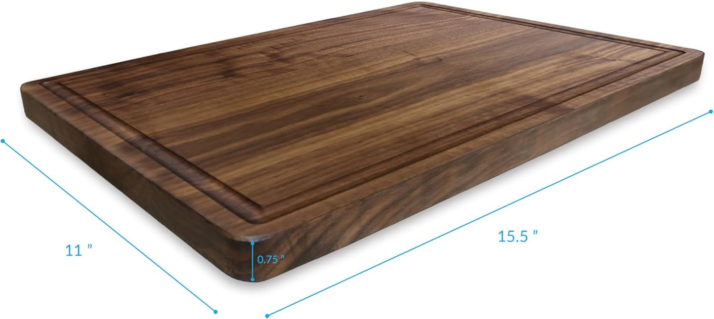 Casual Home Delice Rectangle Juice Drip Groove Cutting Board 15.5"Wx11"Dx0.75"H, Walnut