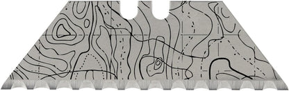 NDZ Performance Serrated Steel Blade Replacement for Utility Knife & Box Cutters, Custom Double Sided Laser Engraved Designs, Silver - Skull - 3 Pack