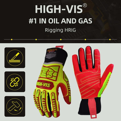 Seibertron High-Vis Series Cut Resistant Reducing Anti-Impact Mechanics Heavy Duty Safety Rescue Oil and Gas Gloves