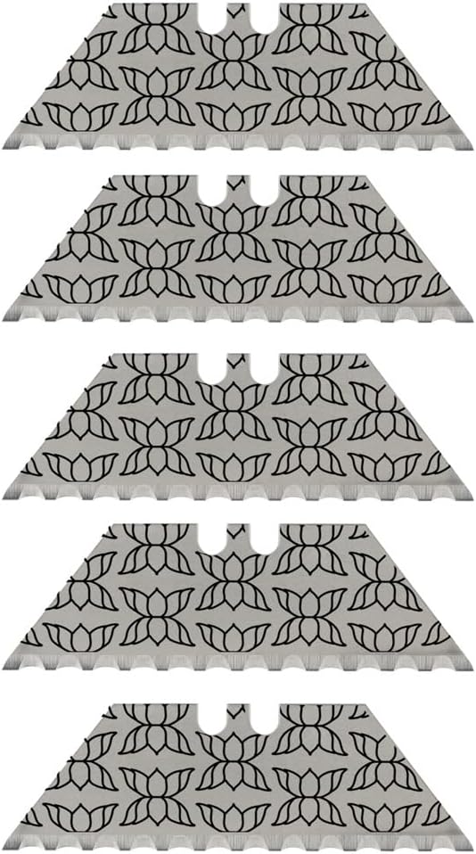 NDZ Performance Serrated Steel Blade Replacement for Utility Knife & Box Cutters, Custom Double Sided Laser Engraved Designs, Silver - Skull - 3 Pack