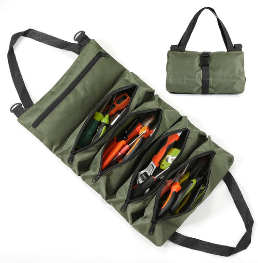 Heavy Duty Roll Up Tool Bag - 5-Pocket Handtools Roll Organizer | Waterproof Tool Pouch Tools Roll Bag for Handheld Convenience | Durable handbag for Men Professional Rolling Handba