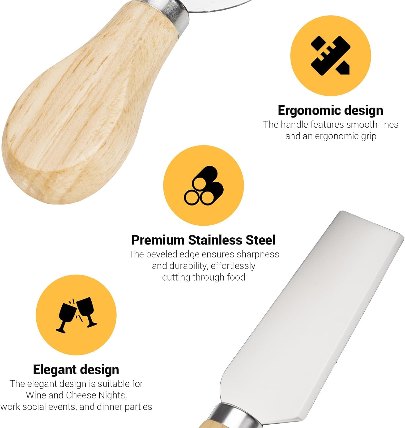 Charcuterie Boards Accessories, Cheese Knife Set, Cheese Board Set with Wooden Handle, Butter Knives Spreader Forks Tongs Honey Dipper and Toothpick Flags for Party Platter Making (11 Pack)