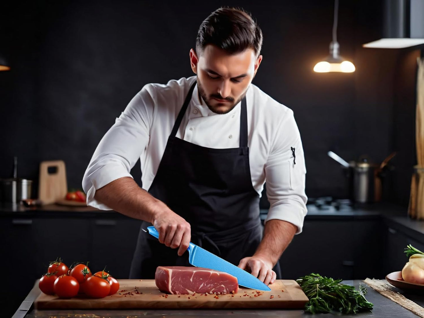 WELLSTAR Chef Knife with Sheath, Sharp Kitchen Knife 8 inch Blue Cooking Knives with German HC Steel