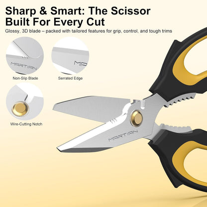 8” Heavy Duty Cultery Scissors- Japanese Stainless Steel All Purpose Scissors,Sharp Kitchen Scissors for Meat Cutting