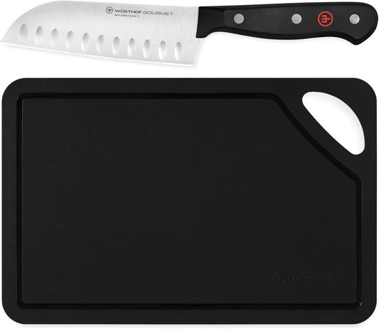 WÜSTHOF Gourmet 5" Hollow Edge Santoku Knife, Black