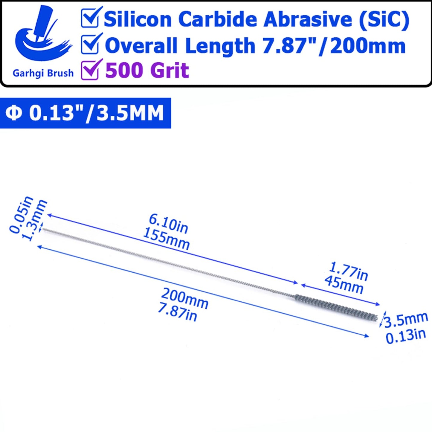 Garhgi 0.177" (4.5mm) Cylinder Hone Brush, 240 Grit Silicon Carbide Abrasive Nylon Spheres for Metal Stainless Steel Cast Iron Deburring Deglazing Surface Finishing Small Diameters