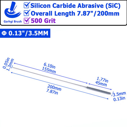 Garhgi 0.177" (4.5mm) Cylinder Hone Brush, 240 Grit Silicon Carbide Abrasive Nylon Spheres for Metal Stainless Steel Cast Iron Deburring Deglazing Surface Finishing Small Diameters