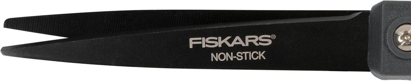 Fiskars 8" Non-Stick Comfort Grip Titanium All Purpose Scissors, Stainless Steel Blades for Everyday Cutting Tasks, Home, Office, and Arts & Crafts, Gray