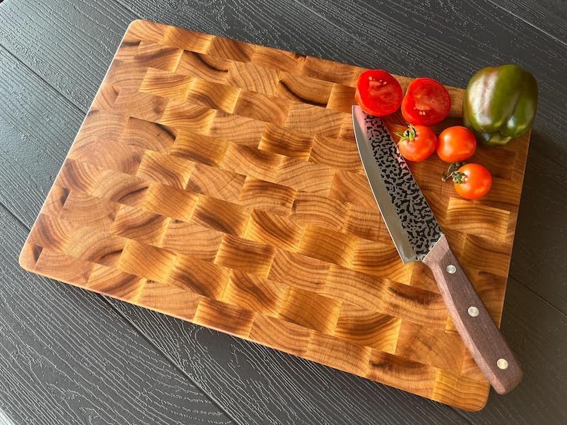 Apricot End Grain Cutting Board: Handmade Wooden Butcher Block