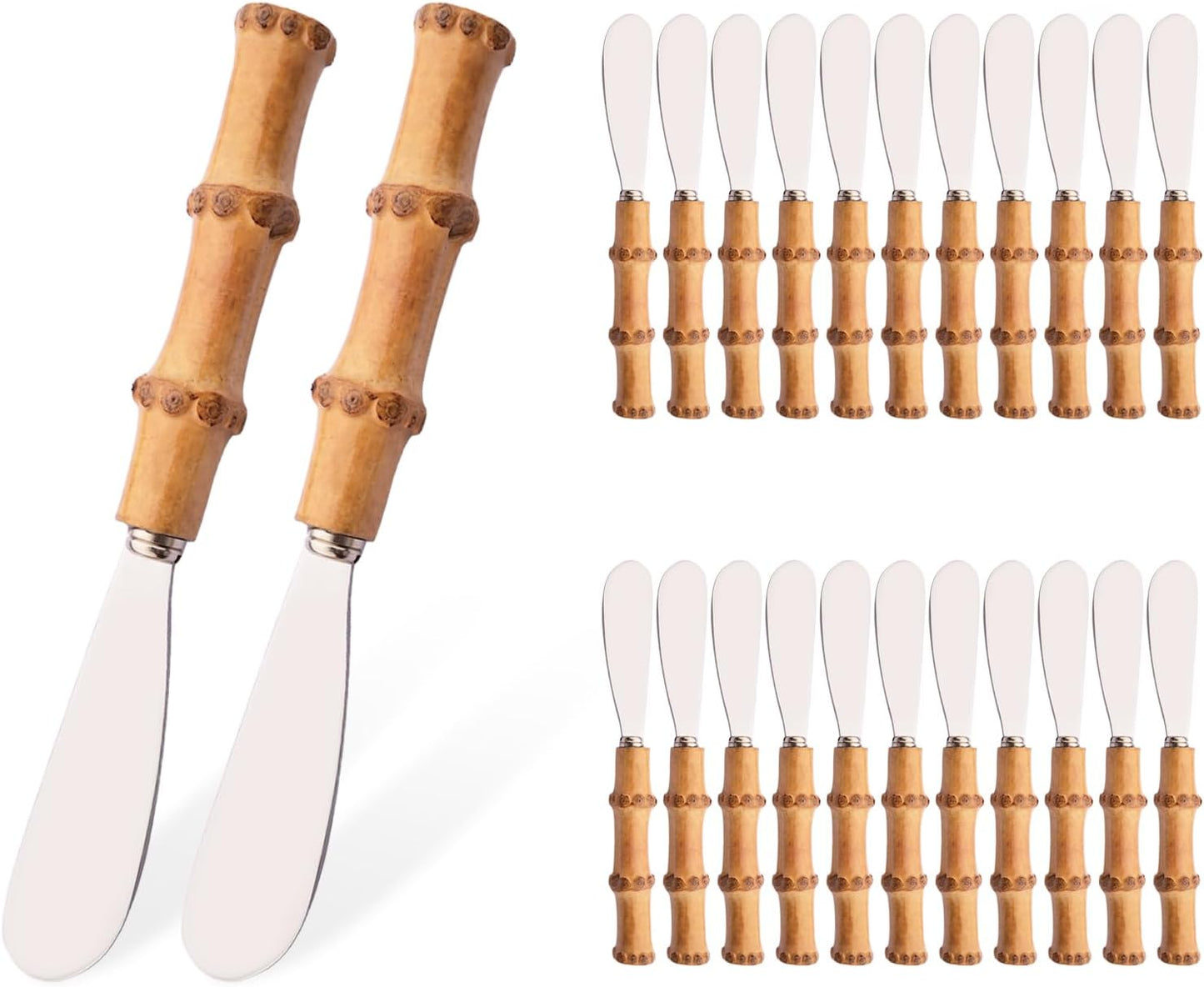 12 Pcs Cheese Spreader Knives, Stainless Steel Butter Spreader with Bamboo Handle, Kitchen Use Butter Knives Set, For Sandwich Cream Jam Bread Cake Condiment, 6.3 inch