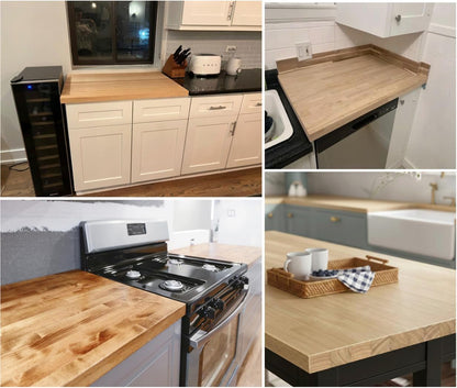 36''L x 25''W x 1.5''Th Hevea Solid Wood Butcher Block Countertop, Butcher Block Table Top for DIY Washer Dryer/Island/Kitchen Countertop (Unfinished)