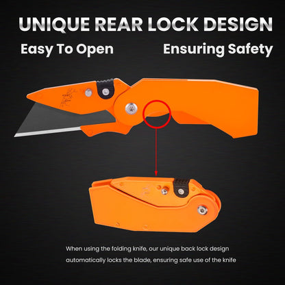 Lichamp 6-Pack Folding Utility Knife, Quick-Change Box Cutter with Razor Blades & Belt Clip, Portable Construction Tool for DIY, Outdoor & Warehouse Use, Black
