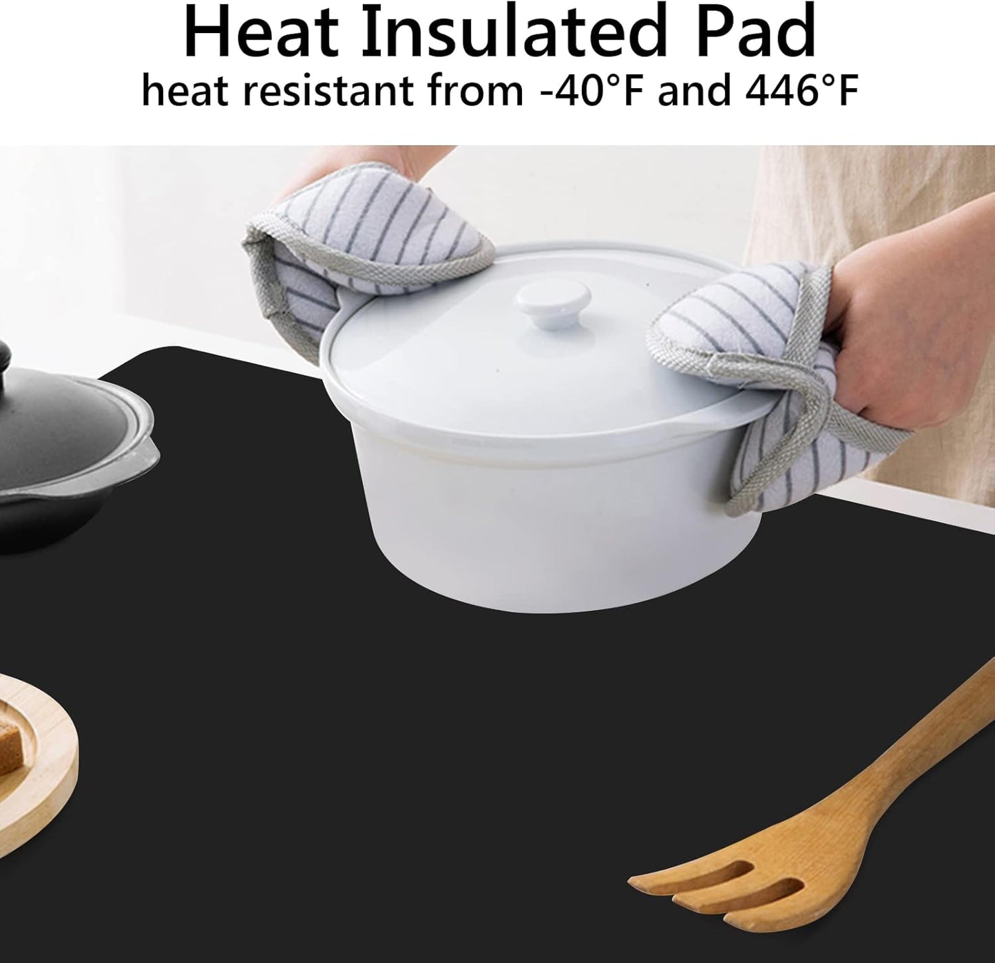 Gartful 25“x17”x0.03“ Silicone Mats for Kitchen Counter, Large Silicone Countertop Protector, Nonskid Heat Resistant Desk Saver Pad, Multipurpose Mat, Placemat, Dark Gray