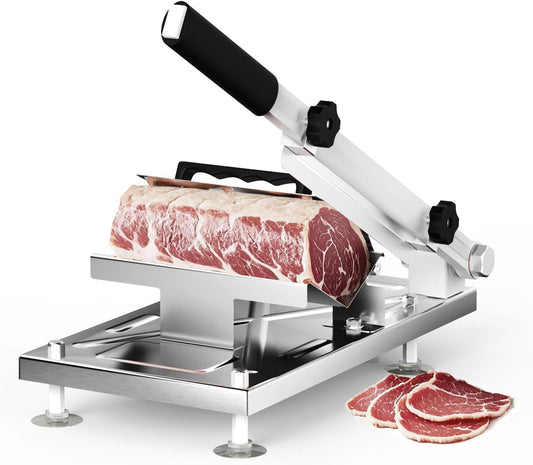 Stainless Steel Food Slicer,Manual Frozen Meat Slicer Beef and Mutton Roll Meat Cleavers Machine for Home Cooking of BBQ Hot Pot