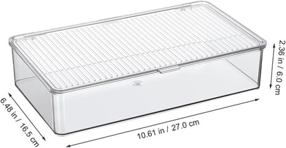 Clear Plastic Storage Bin with Lid, Small Silverware Organizer with Cover, Transparent Kitchen Utensil Drawer Tray for RV Countertop Flatware