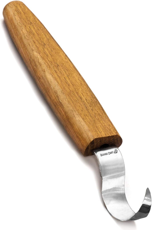 BeaverCraft Hook Knife Wood Spoon Carving Tools SK1L - Spoon Carving Knife for Bowls Spoons Kuksa and Cups - Crooked Whittling Knives Left-Handed - Whittling Tools for Carvers