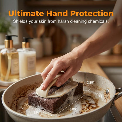 Magic Cleaning Sponge Rust Remover, 2026 New Carborundum Sponge, Sponge Brush Eraser Scrub Pad, Kitchen Cleaning Sponge for Removing Rust Cleaning Pots and Pans (Sponge*2+Handle*2)